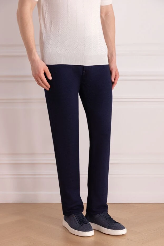 Stefano Ricci брюки из хлопка и полиэстера мужские синие 178186 - фото 3