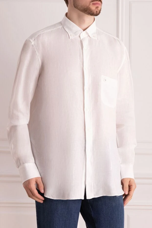 Stefano Ricci рубашка изо льна мужская белая 178187 - фото 3