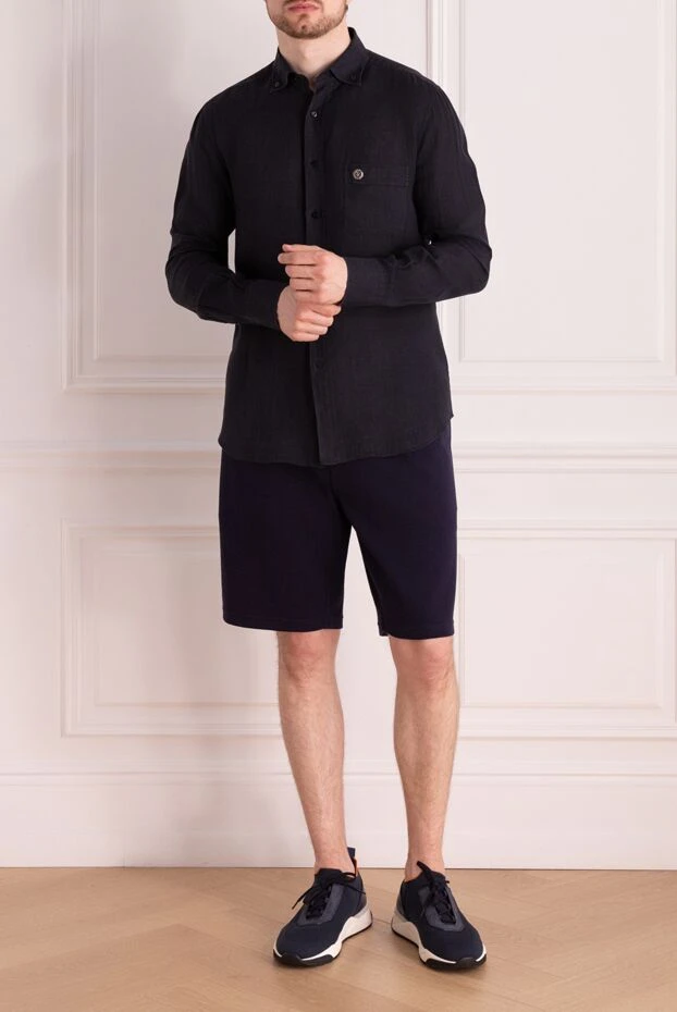 Stefano Ricci сорочка із льону чоловіча чорна 178191 - фото 2