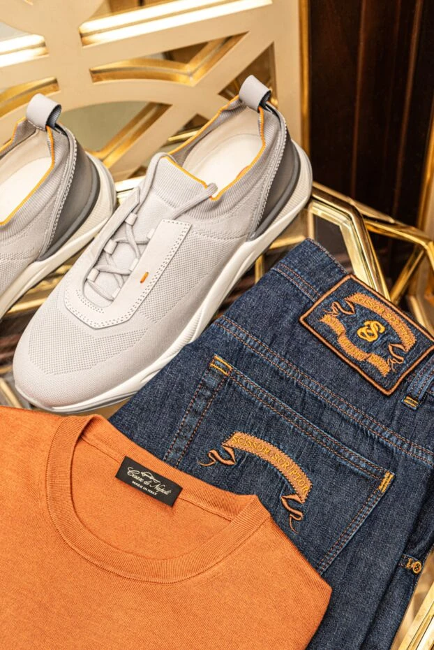 Santoni gray polyester sneakers for men 178214 - photo 2