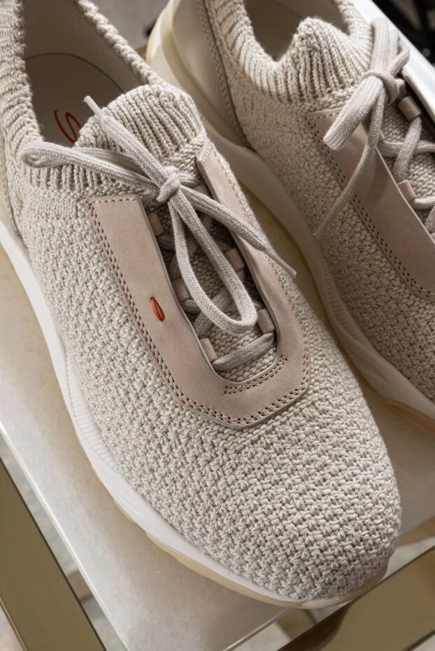 Santoni cotton sneakers for men beige 178220 - photo 2