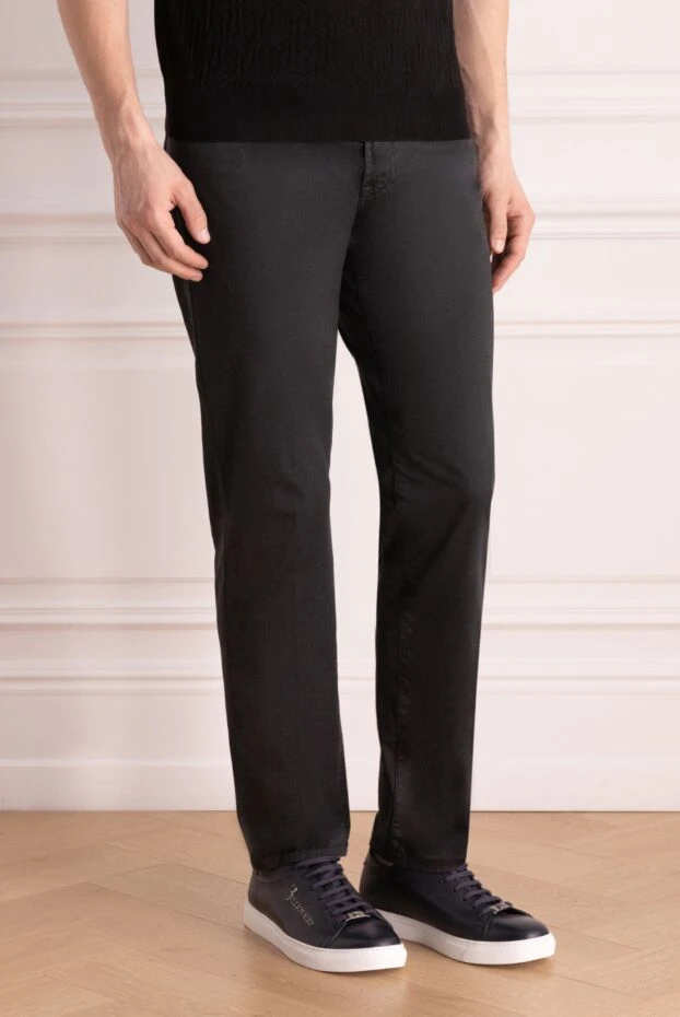 Scissor Scriptor jeans made of cotton and elastane and crocodile leather men's black 197094 - photo 3