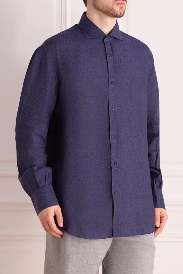 Brunello Cucinelli linen shirt for men blue 178244 - photo 3
