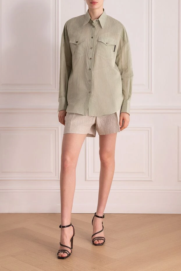 Brunello Cucinelli blouse made of cotton and silk for women green 178264 - photo 2