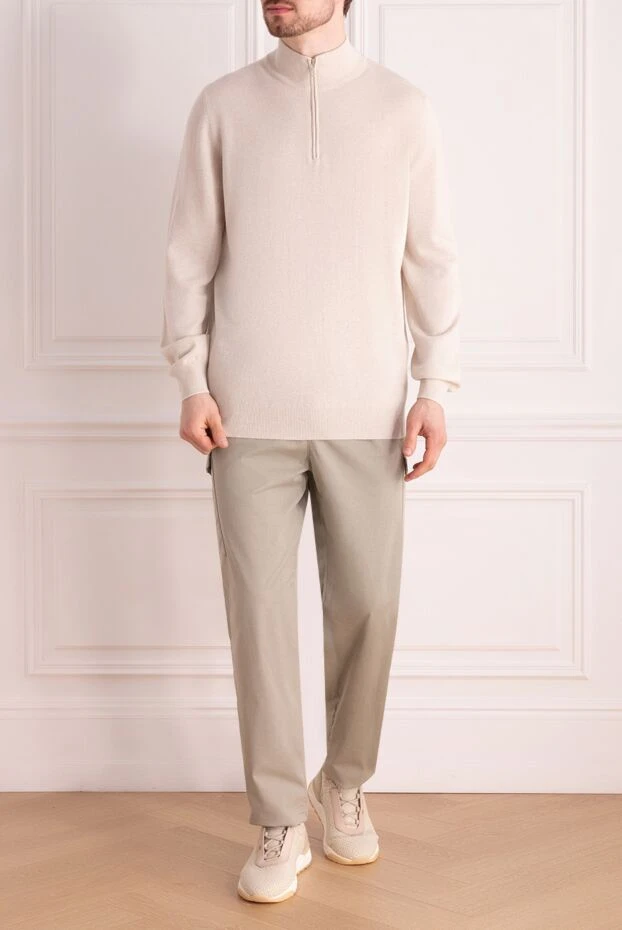 Brunello Cucinelli beige cotton and elastane pants for men 195740 - photo 2