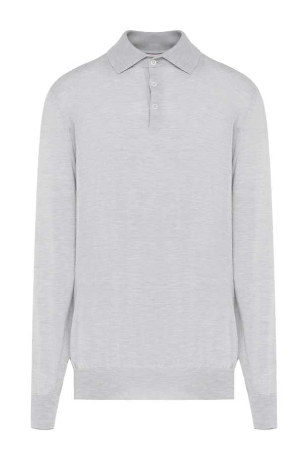 Brunello Cucinelli long sleeve cashmere and silk polo for men gray 178303 - photo 1
