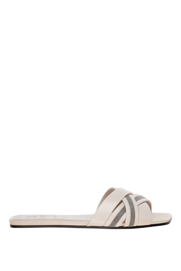 Flip flops made of genuine leather for women beige - photo 1