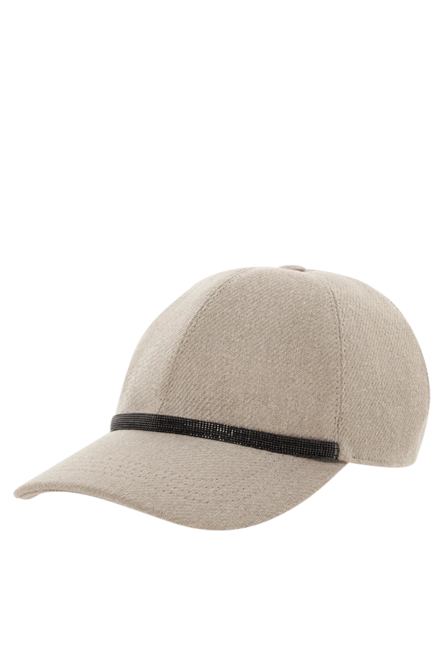 Brunello Cucinelli beige linen and cotton cap for women 178318 - photo 3