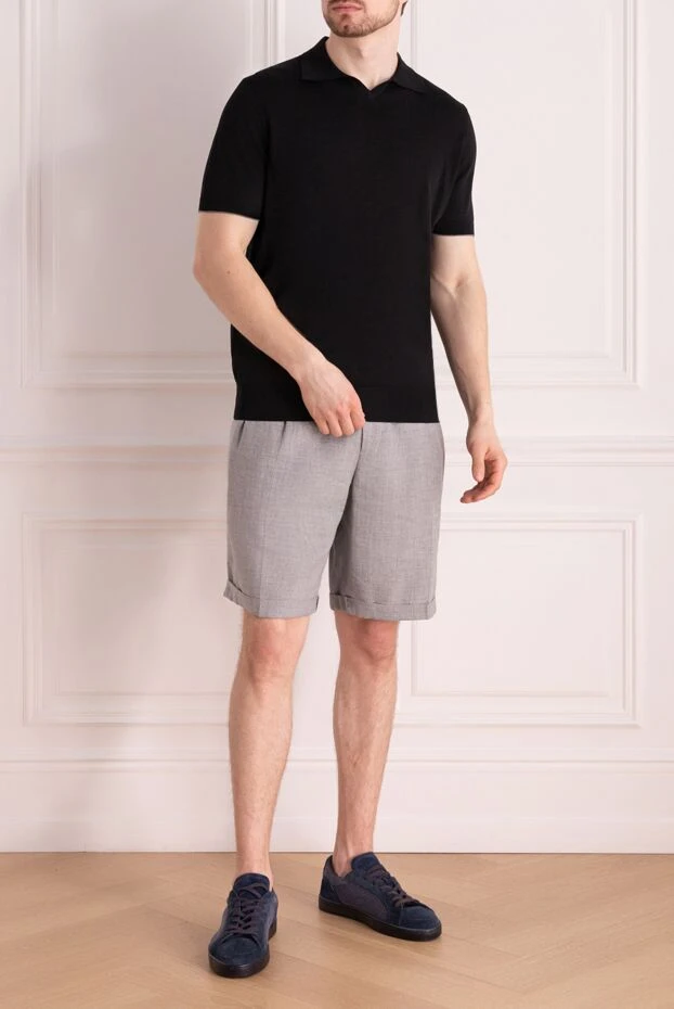 Men's cotton polo in black - photo 2
