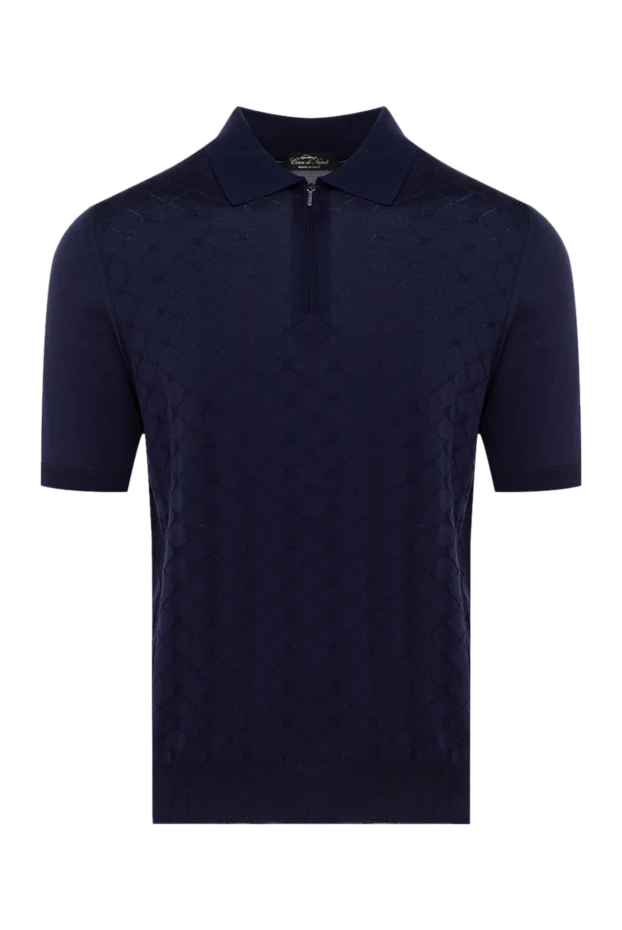 Men's blue silk polo shirt