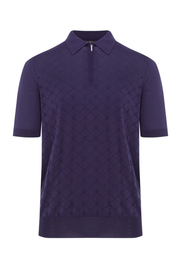 Cesare di Napoli чоловіче синє шовкове поло 178327 - фото 1