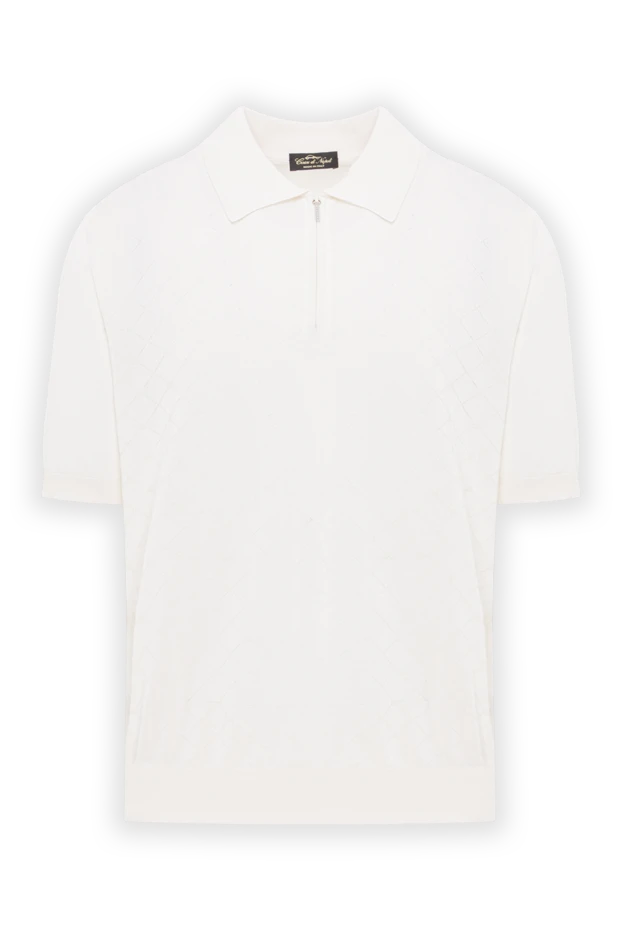 Cesare di Napoli чоловіче біле шовкове поло 178329 - фото 1