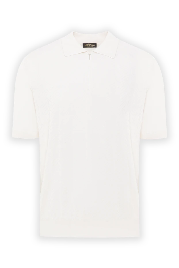 Cesare di Napoli мужское белое шелковое поло с узором 178335 - фото 1