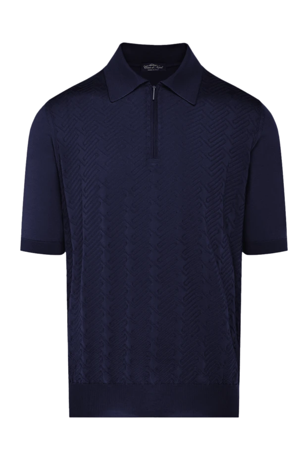 Cesare di Napoli men's blue silk polo with pattern 178336 - photo 1