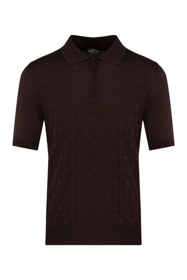 Cesare di Napoli men's brown silk polo with pattern 178339 - photo 1