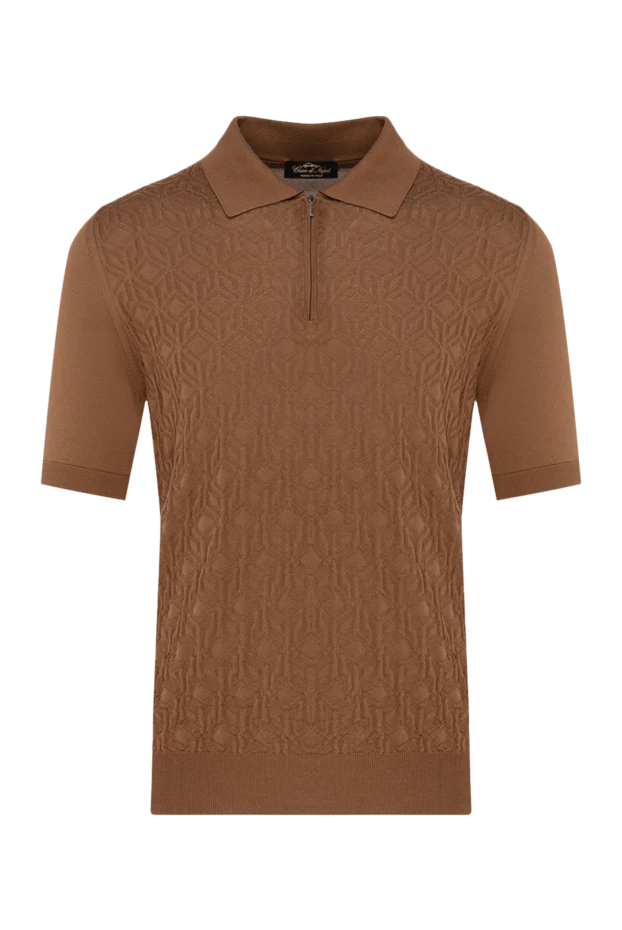 Cesare di Napoli men's brown silk polo with pattern 178340 - photo 1