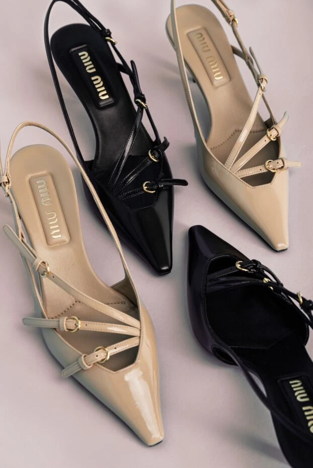 Miu Miu women's beige genuine leather heels 178355 - photo 3