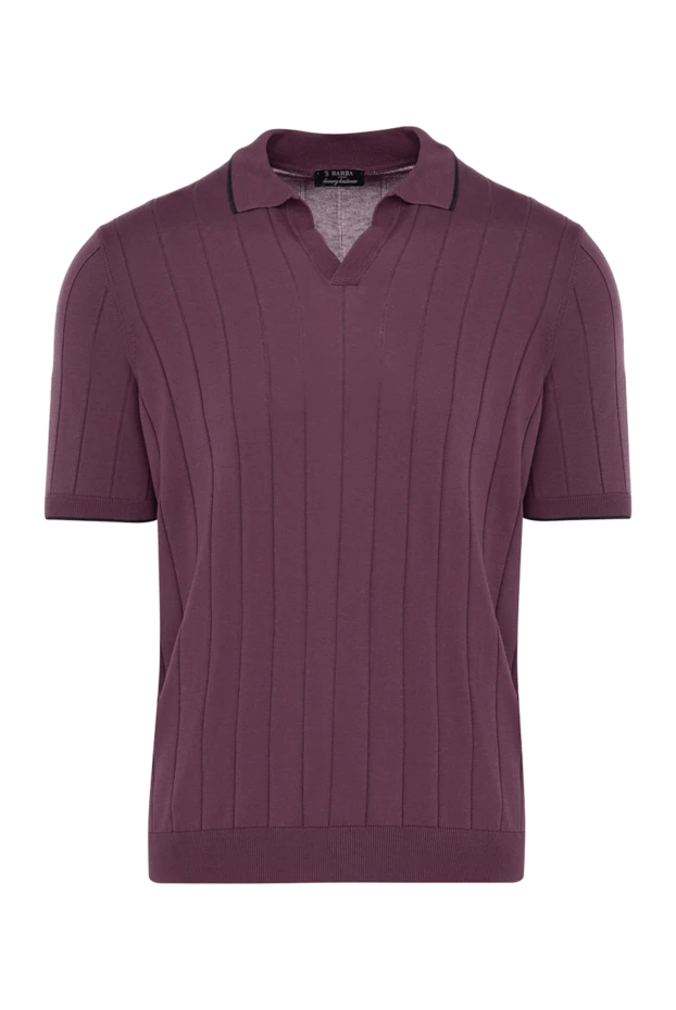Barba Napoli men's plum silk knit polo shirt with textured pattern 195789 - photo 1