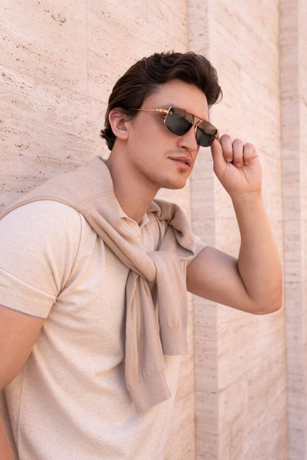 Barba Napoli біле трикотажне шовкове поло чоловіче без гудзиків із фактурним візерунком 178458 - фото 2