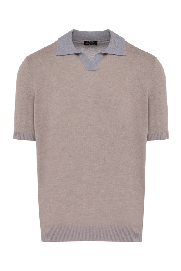 Men's beige linen polo shirt