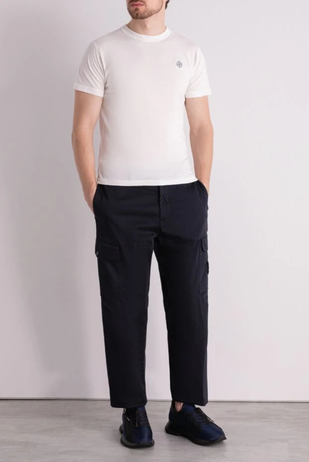 Stone Island man men's blue cotton and elastane trousers 178472 - photo 2