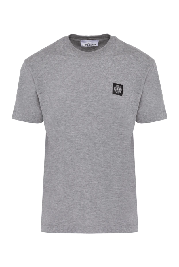 Men's gray cotton T-shirt with logo