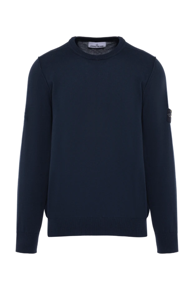 Men's blue cotton jumper with a patch