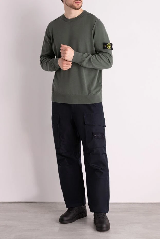 Stone Island man long sleeve cotton jumper for men, green buy with prices and photos 178487 - photo 2