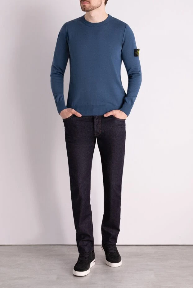 Stone Island man long sleeve cotton jumper for men, blue buy with prices and photos 178488 - photo 2