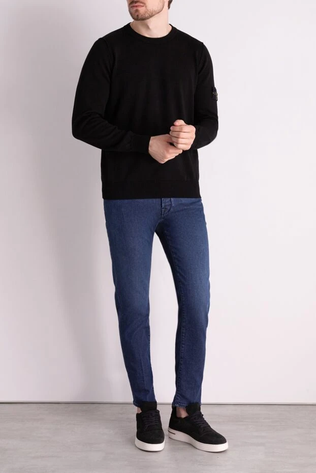 Stone Island man long sleeve cotton jumper for men, black buy with prices and photos 178502 - photo 2