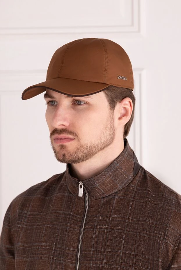 Ermenegildo Zegna man men's brown polyester cap buy with prices and photos 178508 - photo 2