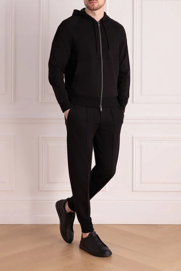 Ermenegildo Zegna чоловічі костюм прогулянковий з бавовни та еластану чоловічий чорний купити фото з цінами 178513 - фото 2
