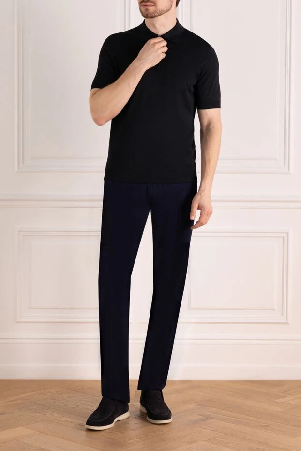 Stefano Ricci поло мужское черное из шелка 178521 - фото 2