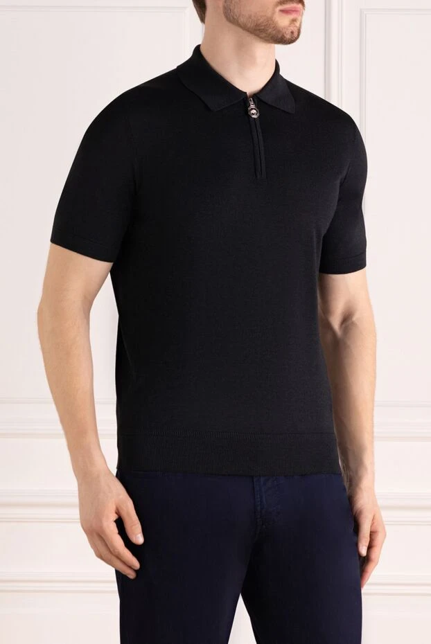 Stefano Ricci поло мужское черное из шелка 178521 - фото 3