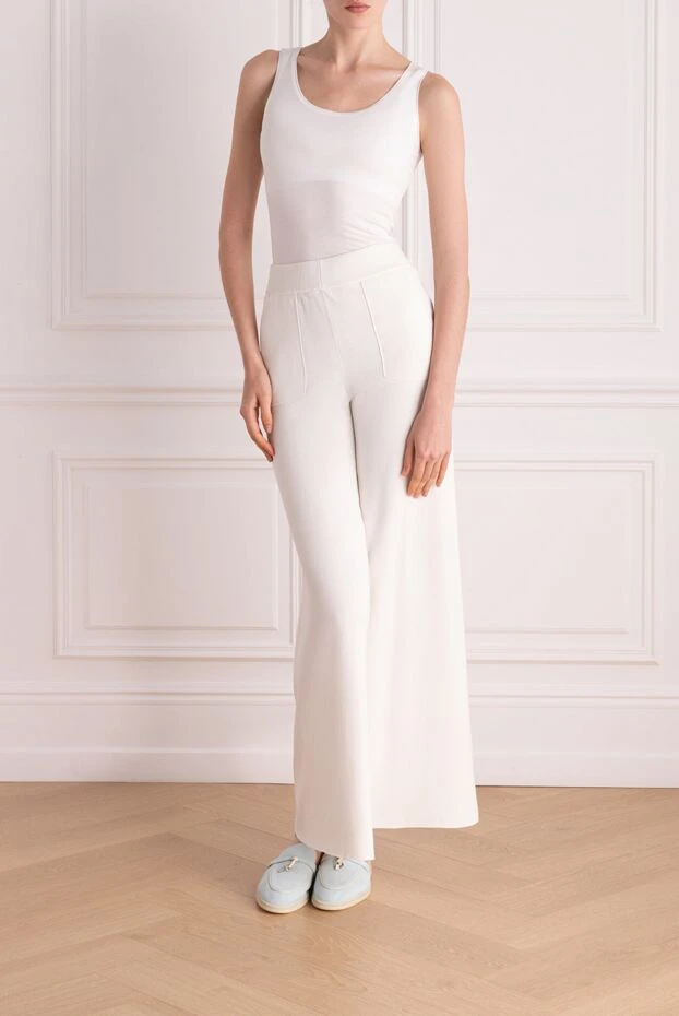 Panicale woman women's white knitted trousers made of cotton and silk buy with prices and photos 178535 - photo 2