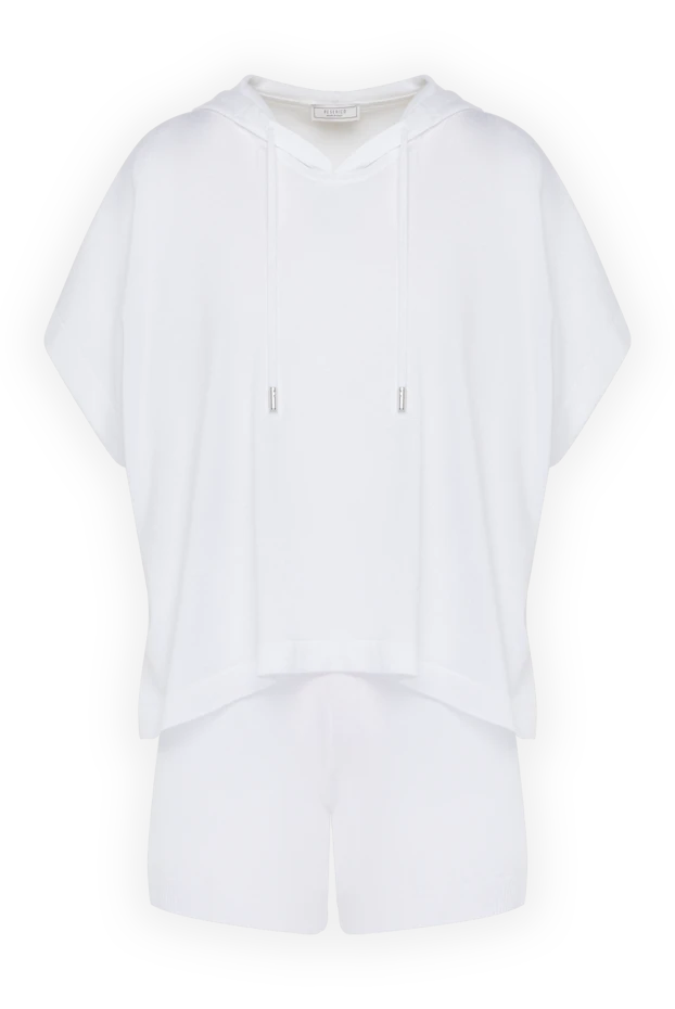 Women's white polyester and viscose suit with shorts