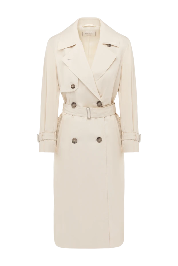 Beige cotton and polyamide coat for women