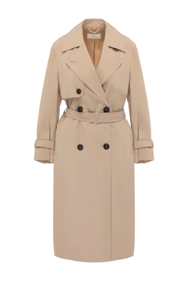 Brown cotton and polyamide coat for women