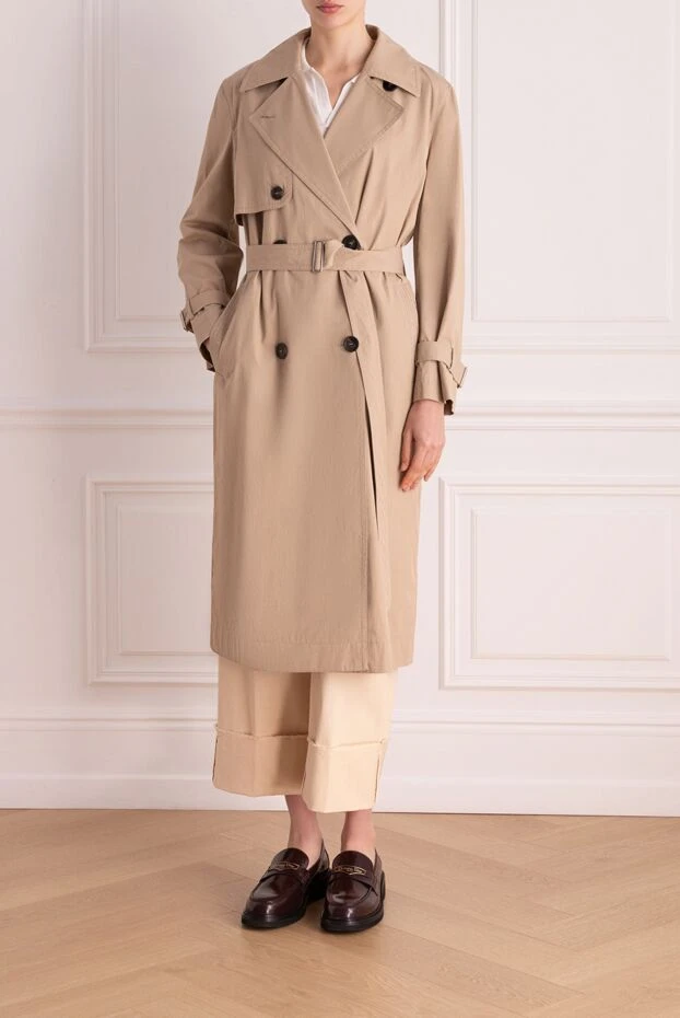 Peserico brown cotton and polyamide coat for women 178545 - photo 2