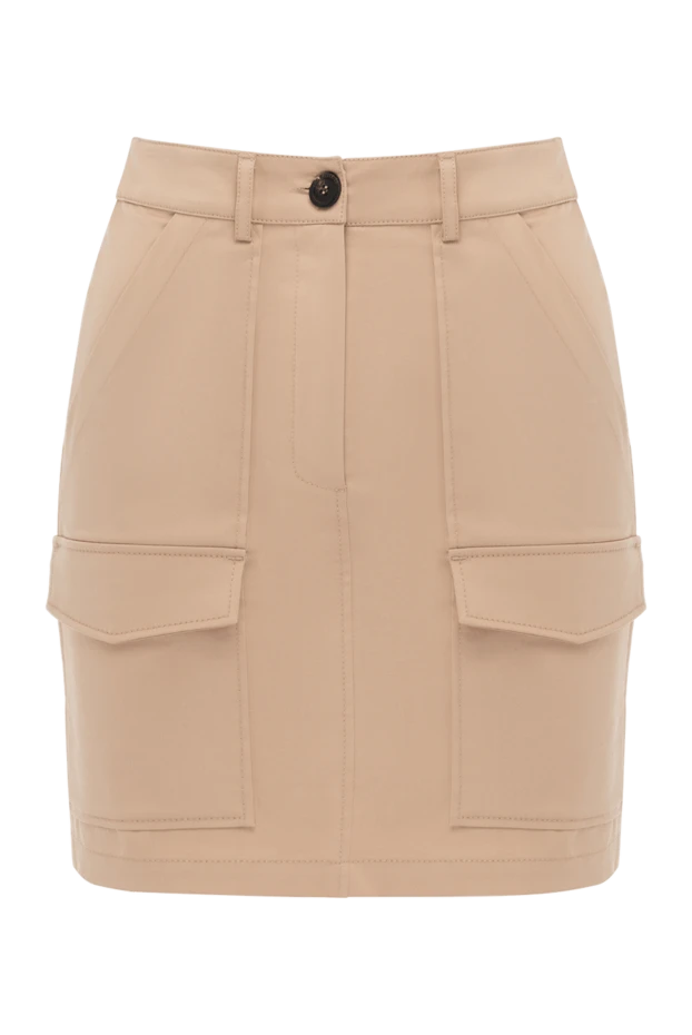 Beige cotton and elastane mini skirt for women