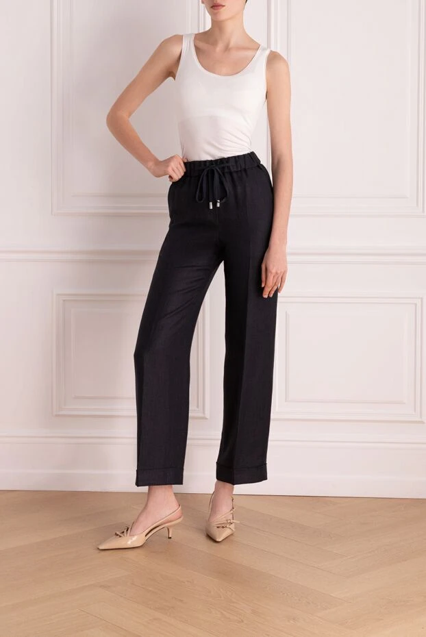 Peserico women's black linen pants 178548 - photo 2