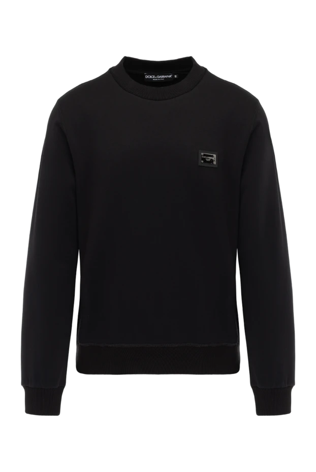 Men's black cotton sweatshirt with logo