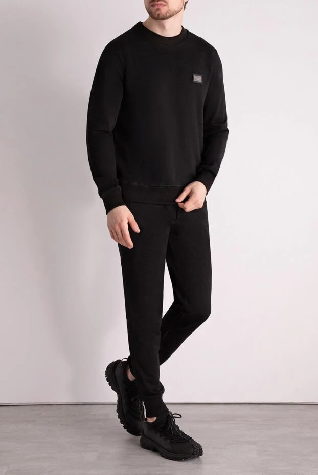 Dolce & Gabbana men's black cotton sweatshirt with logo 178580 - photo 2