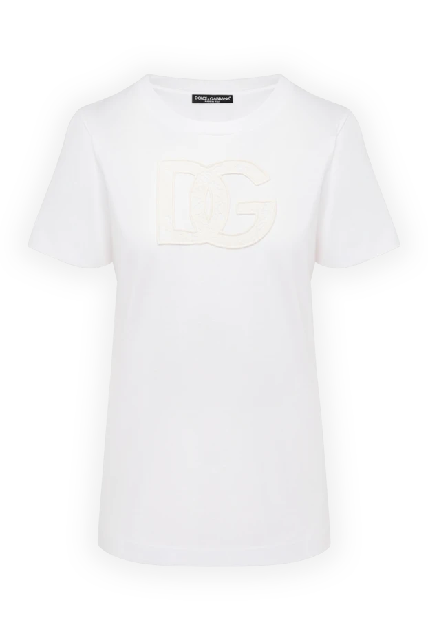 Dolce & Gabbana women's white cotton t-shirt with logo 178585 - photo 1