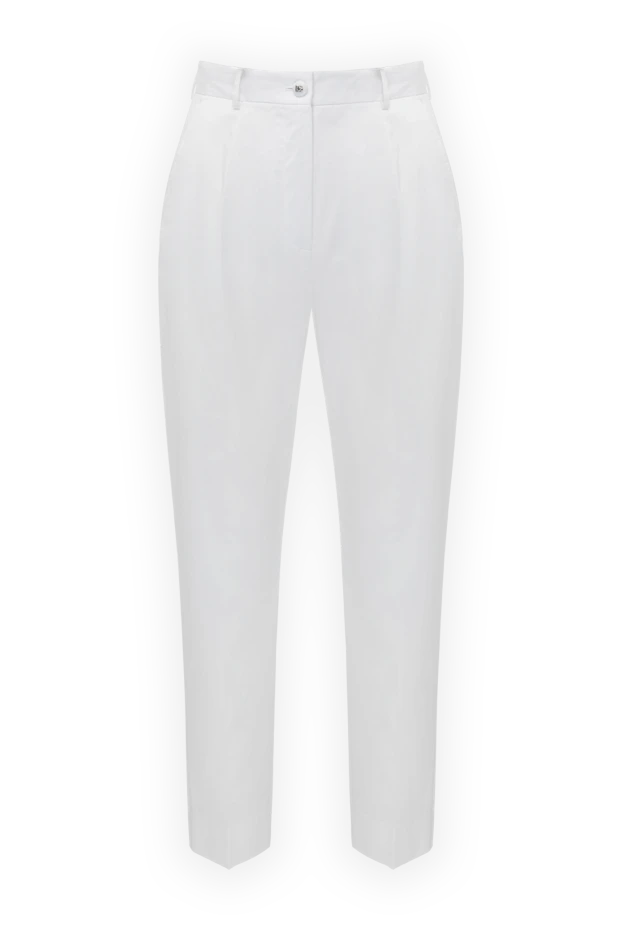 Dolce & Gabbana жіночі штани з бавовни та еластану жіночі білі купити фото з цінами 178588 - фото 1