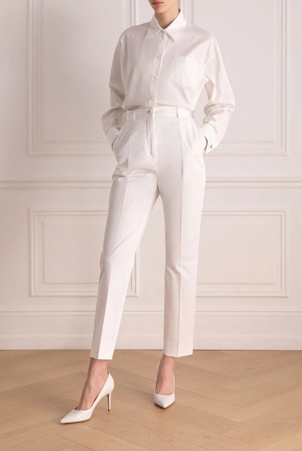 Dolce & Gabbana women's white pants made of cotton and elastane 178588 - photo 2