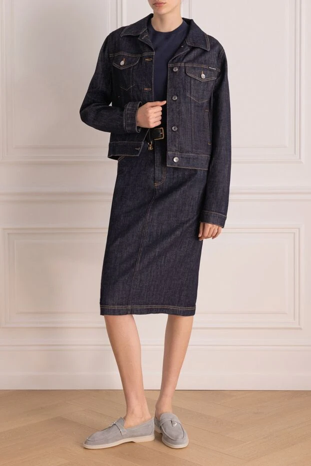 Dolce & Gabbana woman women's blue denim suit with cotton and elastane skirt 178593 - photo 2