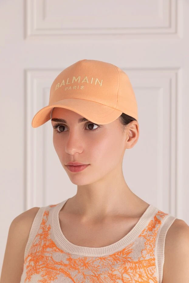 Balmain женские кепка из хлопка оранжевая женская купить с ценами и фото 178598 - фото 2