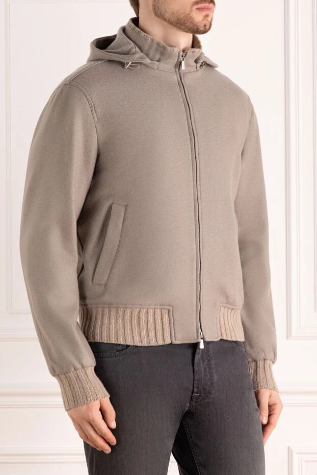 Enrico Mandelli beige men's jacket made of cashmere and polyamide 178627 - photo 2