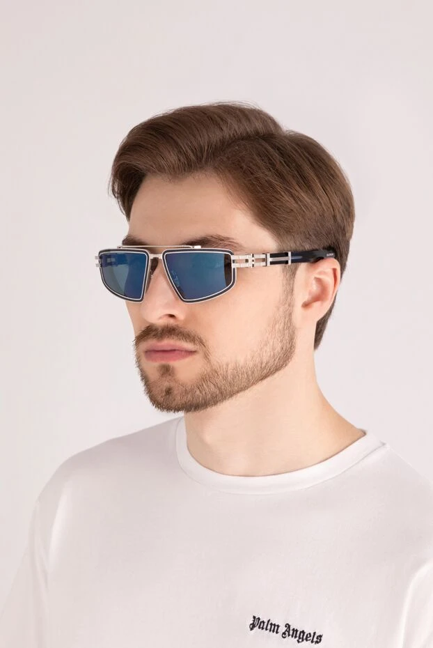 Balmain man glasses made of metal and plastic, blue for men buy with prices and photos 178635 - photo 2